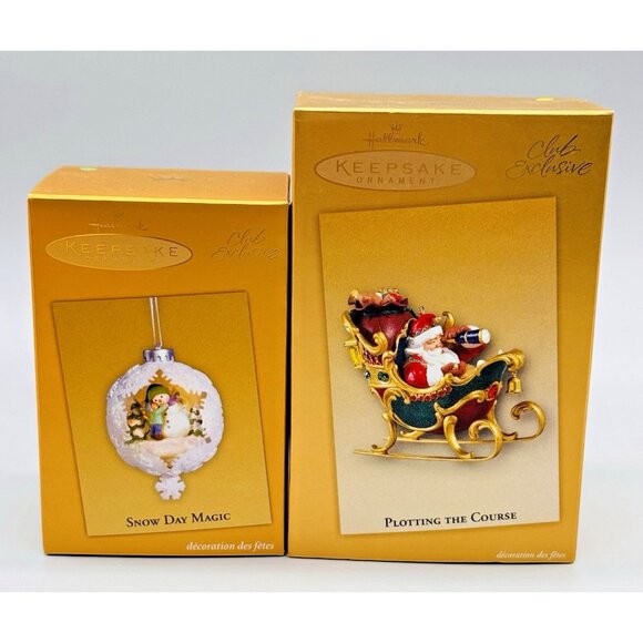 Hallmark Keepsake Club Exclusive Snow Day Magic Plotting the Course Lot of 2 - Picture 1 of 13